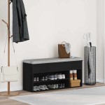 vidaXL Bancă de pantofi neagră 102x30,5x45 cm Lemn prelucrat vidaXL Bancă de pantofi neagră 102x30,5x45 cm Lemn prelucrat