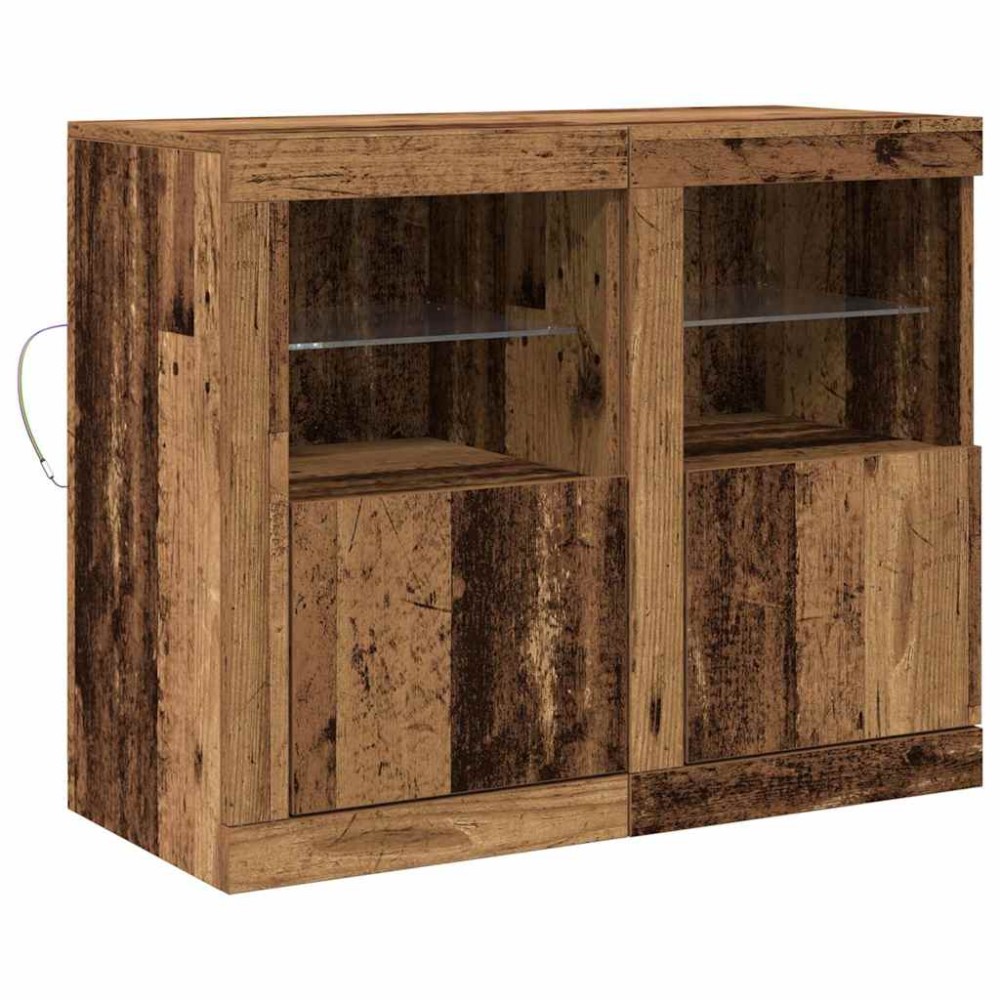 vidaXL Sertare cu lumini LED 2 buc Lemn vechi 41x37x67 cm