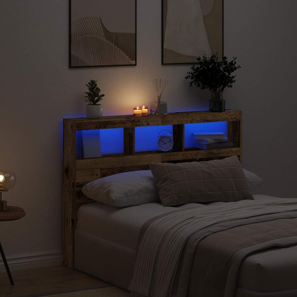 vidaXL Dulap pentru tăblie cu LED Lemn vechi 140x17x102 cm