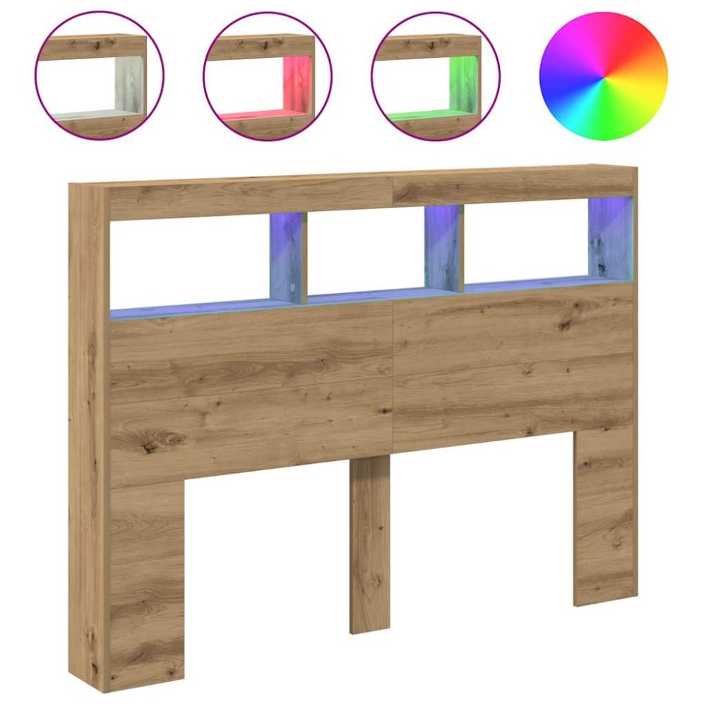 vidaXL Dulap pentru tăblie cu LED Stejar Artisan 140x17x102 cm