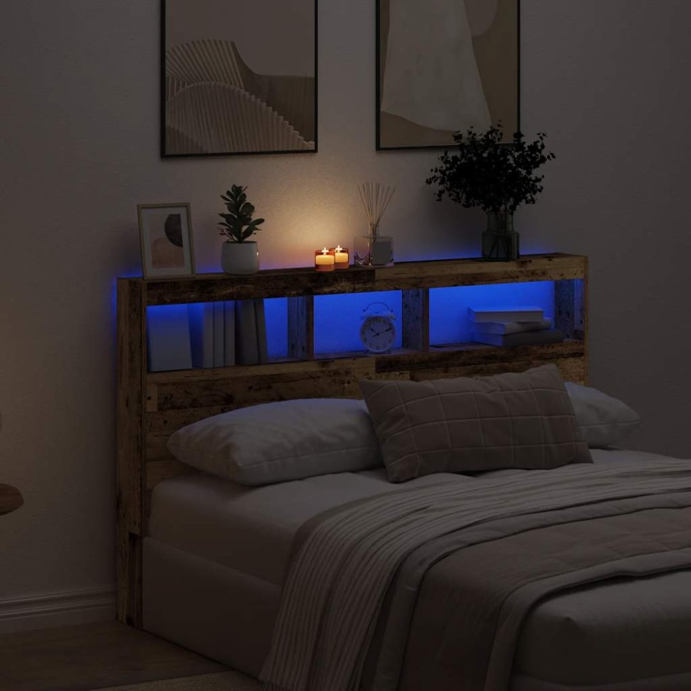 vidaXL Dulap cu tăblie cu LED Lemn vechi 160x17x102 cm