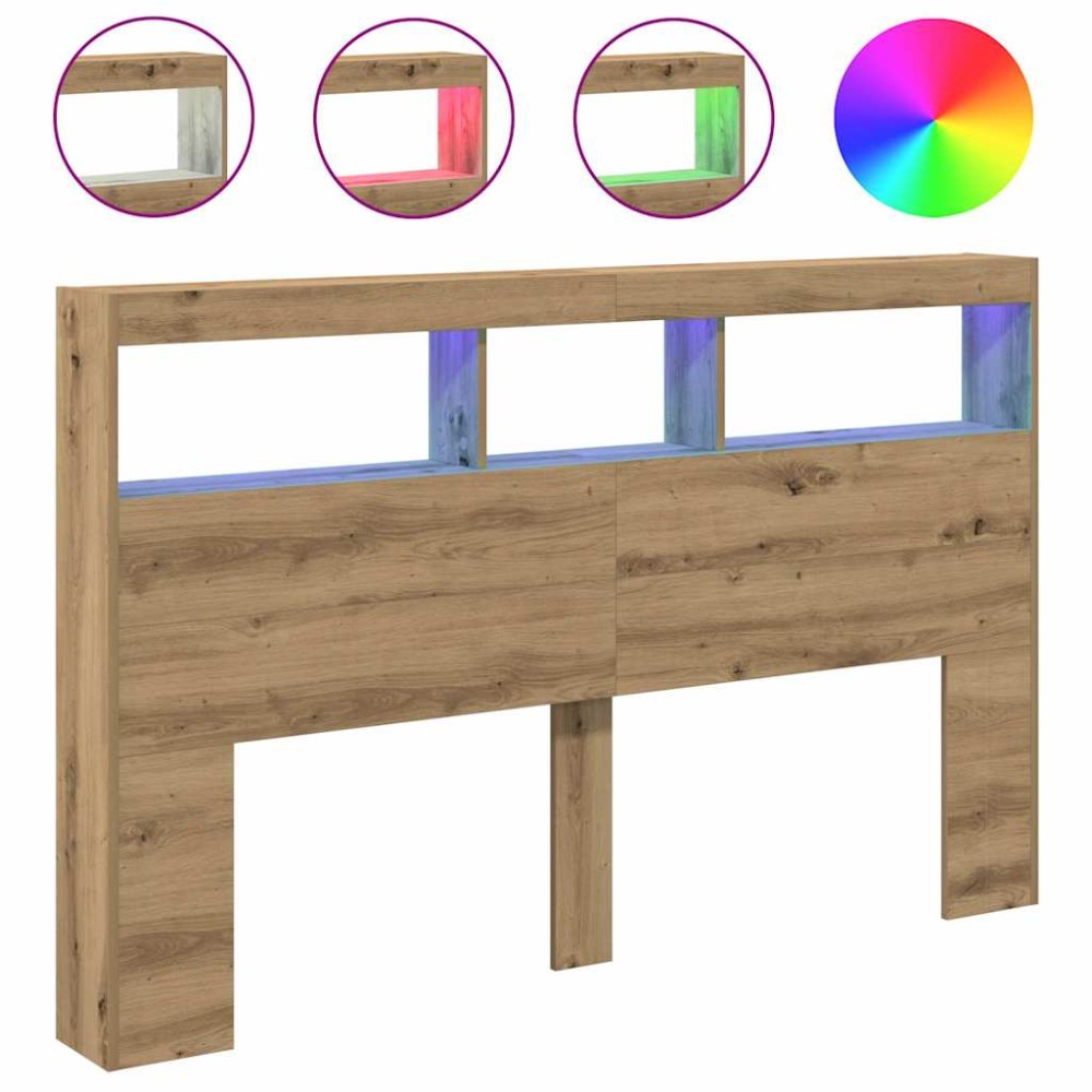 vidaXL Dulap pentru tăblie cu LED Stejar Artisan 160x17x102 cm