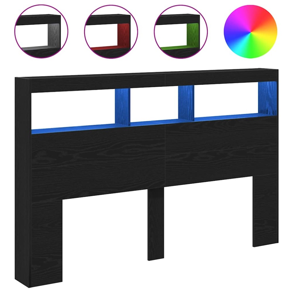 vidaXL Dulap pentru tăblie cu LED Stejar negru 160x17x102 cm