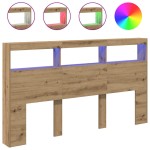 vidaXL Dulap pentru tăblie cu LED Stejar Artisan 180x17x102 cm vidaXL Dulap pentru tăblie cu LED Stejar Artisan 180x17x102 cm