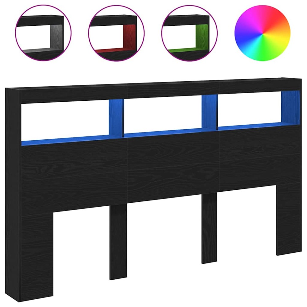 vidaXL Dulap pentru tăblie cu LED Stejar negru 180x17x102 cm