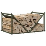 vidaXL Suport pentru lemne de foc Verde măsline Oțel laminat la rece