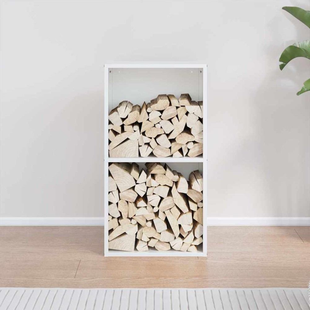 vidaXL Suport pentru lemne de foc alb 40x30x75 cm Oțel laminat la rece