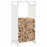 vidaXL Suport pentru lemne de foc alb 44x28x90 cm Oțel laminat la rece