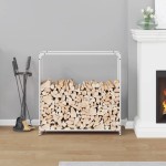 vidaXL Suport pentru lemne de foc alb 90x28x90 cm Oțel laminat la rece