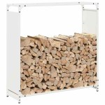 vidaXL Suport pentru lemne de foc alb 90x28x90 cm Oțel laminat la rece