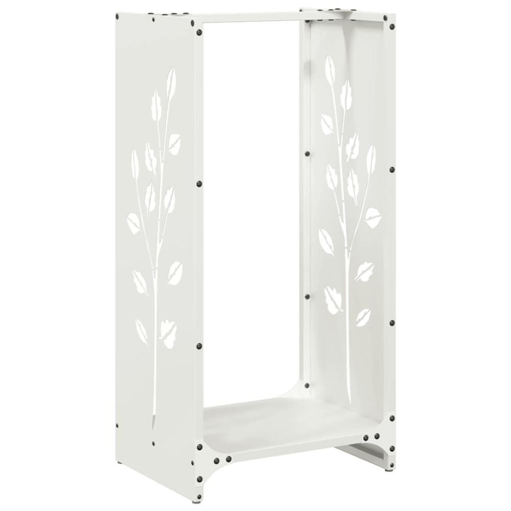 vidaXL Suport pentru lemne de foc alb 40x30x80 cm Oțel laminat la rece