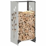 vidaXL Suport pentru lemne de foc 40x30x80 cm oțel inoxidabil