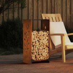 vidaXL Suport pentru lemne de foc 40x30x80 cm Oțel pentru intemperii vidaXL Suport pentru lemne de foc 40x30x80 cm Oțel pentru intemperii