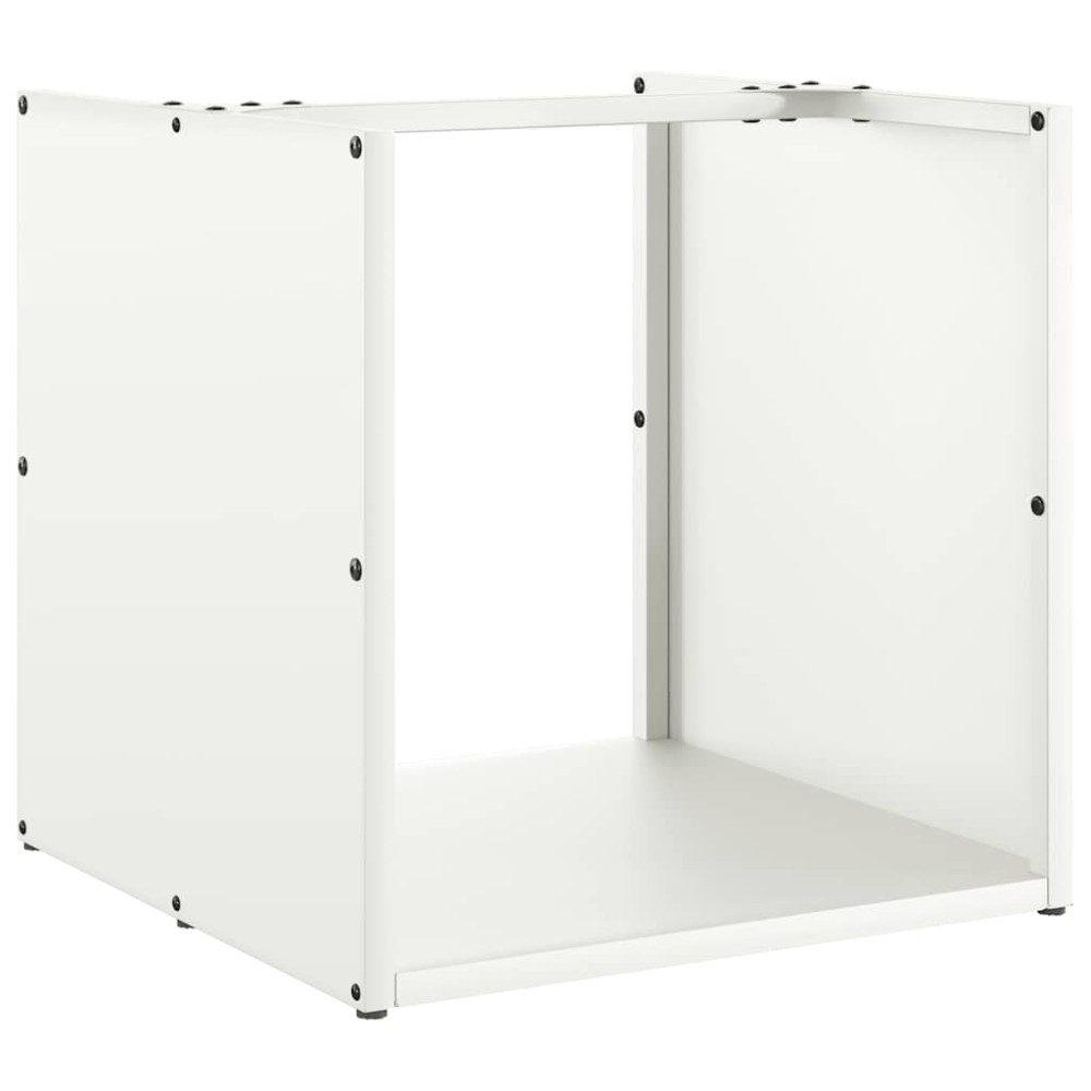 vidaXL Suport pentru lemne de foc alb 40x40x40 cm Oțel laminat la rece