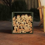 vidaXL Suport pentru lemne de foc Verde măsline Oțel laminat la rece