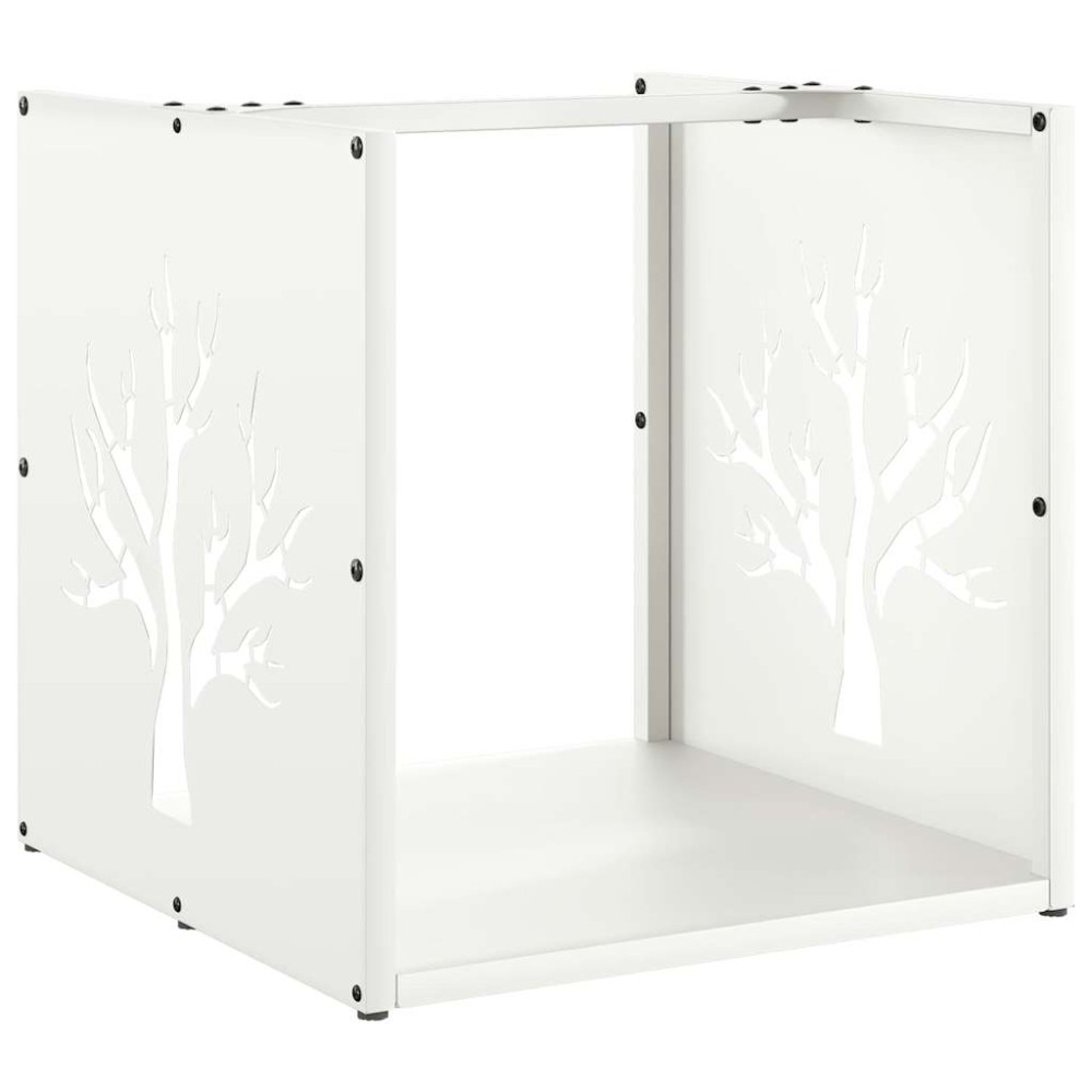 vidaXL Suport pentru lemne de foc alb 40x40x40 cm Oțel laminat la rece
