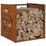 vidaXL Suport pentru lemne de foc 40x40x40 cm Oțel pentru intemperii vidaXL Suport pentru lemne de foc 40x40x40 cm Oțel pentru intemperii
