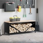 vidaXL Suport pentru lemne de foc cu blat lemn negru 100,5x35,5x40 cm vidaXL Suport pentru lemne de foc cu blat lemn negru 100,5x35,5x40 cm