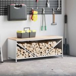 vidaXL Suport pentru lemne de foc cu blat lemn alb 100,5x35,5x40 cm vidaXL Suport pentru lemne de foc cu blat lemn alb 100,5x35,5x40 cm