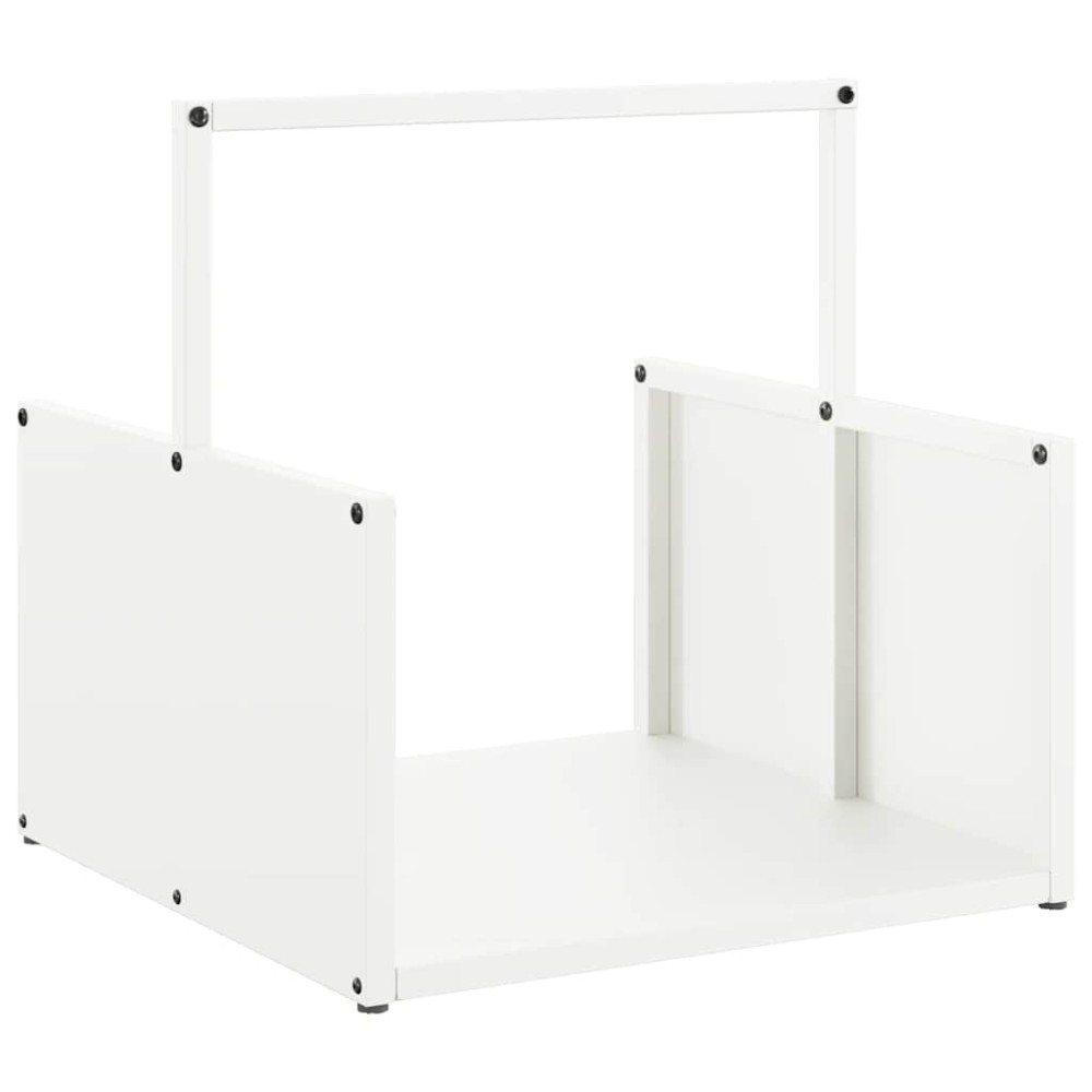 vidaXL Suport pentru lemne de foc alb 40x40x40 cm Oțel laminat la rece