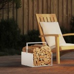 vidaXL Suport pentru lemne de foc alb 40x40x40 cm Oțel laminat la rece