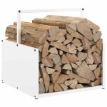 vidaXL Suport pentru lemne de foc alb 40x40x40 cm Oțel laminat la rece