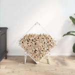 vidaXL Suport pentru lemne de foc alb 80x25x80 cm Oțel laminat la rece