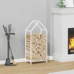 vidaXL Suport pentru lemne de foc alb 40x25x90 cm Oțel laminat la rece