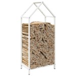 vidaXL Suport pentru lemne de foc alb 40x25x90 cm Oțel laminat la rece