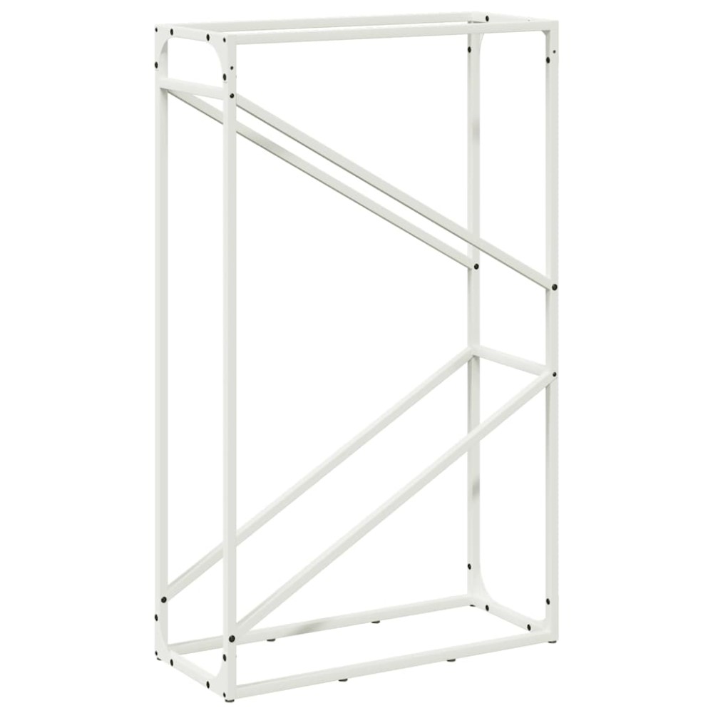 vidaXL Suport pentru lemne de foc alb 60x25x100cm Oțel laminat la rece