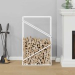 vidaXL Suport pentru lemne de foc alb 60x25x100cm Oțel laminat la rece