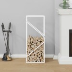 vidaXL Suport pentru lemne de foc alb 40x25x100cm Oțel laminat la rece