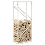 vidaXL Suport pentru lemne de foc alb 40x25x100cm Oțel laminat la rece