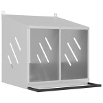 vidaXL Cutie pentru pui cu 2 compartimente, metal argintiu galvanizat