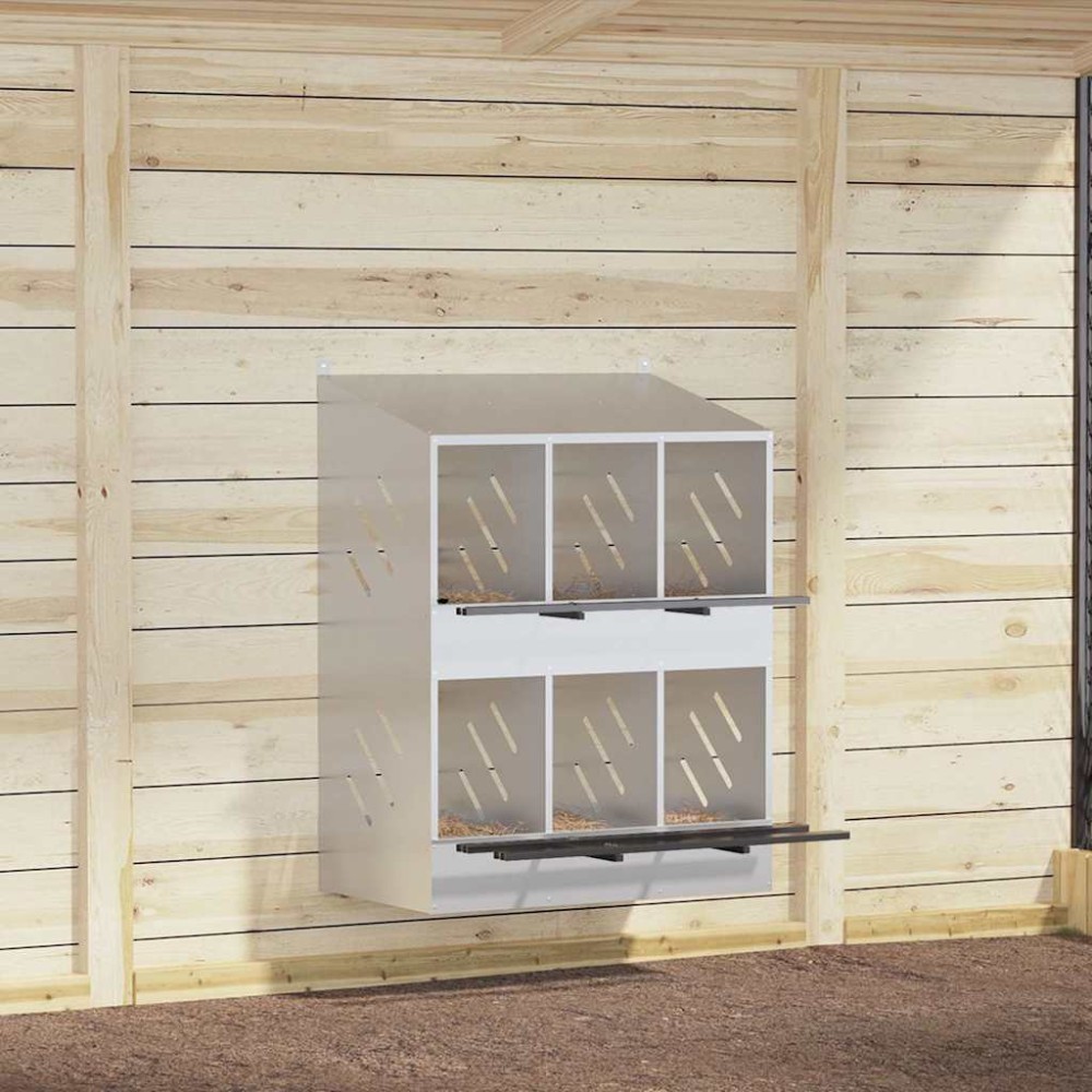 vidaXL Cubit pentru pui cu 6 compartimente, metal argintiu galvanizat