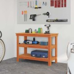 vidaXL Banc de lucru Maro ceruit 110,5 x 50 x 80 cm Lemn masiv de pin