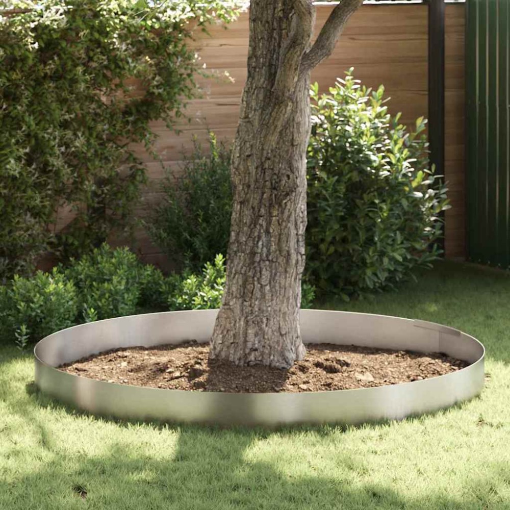 vidaXL Împrejmuire pentru gazon Argintiu 450 x 25 cm Oțel inoxidabil