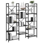 vidaXL Raft pentru cărți Stejar negru 156 x 25 x 167.5 cm vidaXL Raft pentru cărți Stejar negru 156 x 25 x 167.5 cm