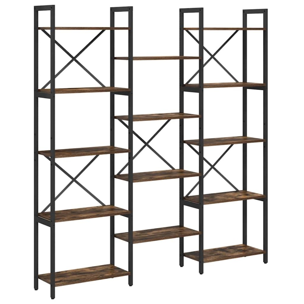 vidaXL Raft pentru cărți Stejar afumat 156 x 25 x 167.5 cm