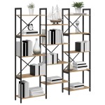 vidaXL Raft pentru cărți stejar artizanal 156 x 25 x 167.5 cm