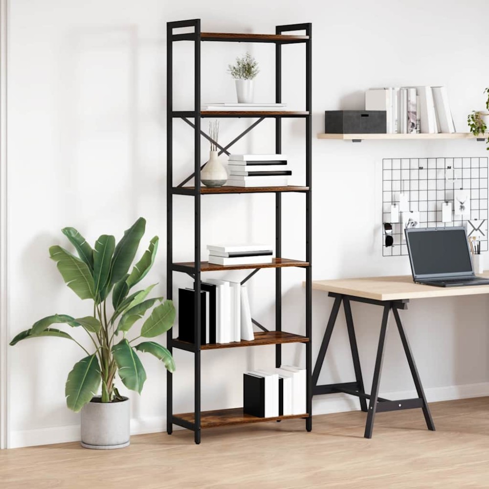 vidaXL Bibliotecă Stejar afumat 60 x 30 x 188 cm Lemn compozit