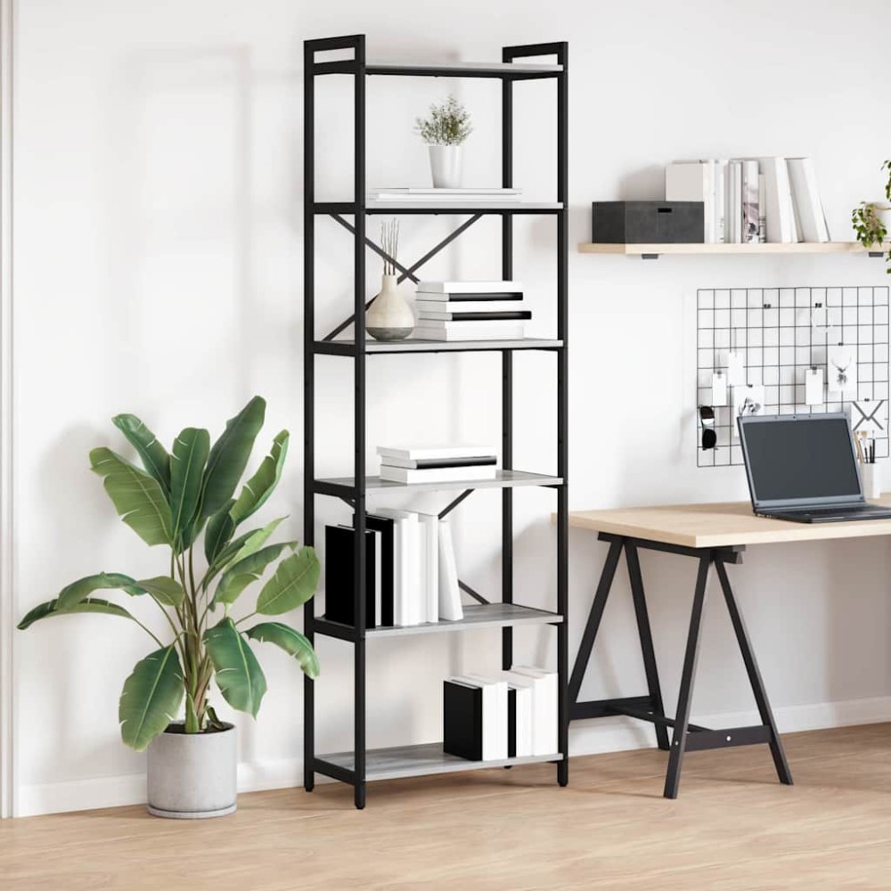 vidaXL Bibliotecă sonoma gri 60 x 30 x 188 cm Lemn compozit