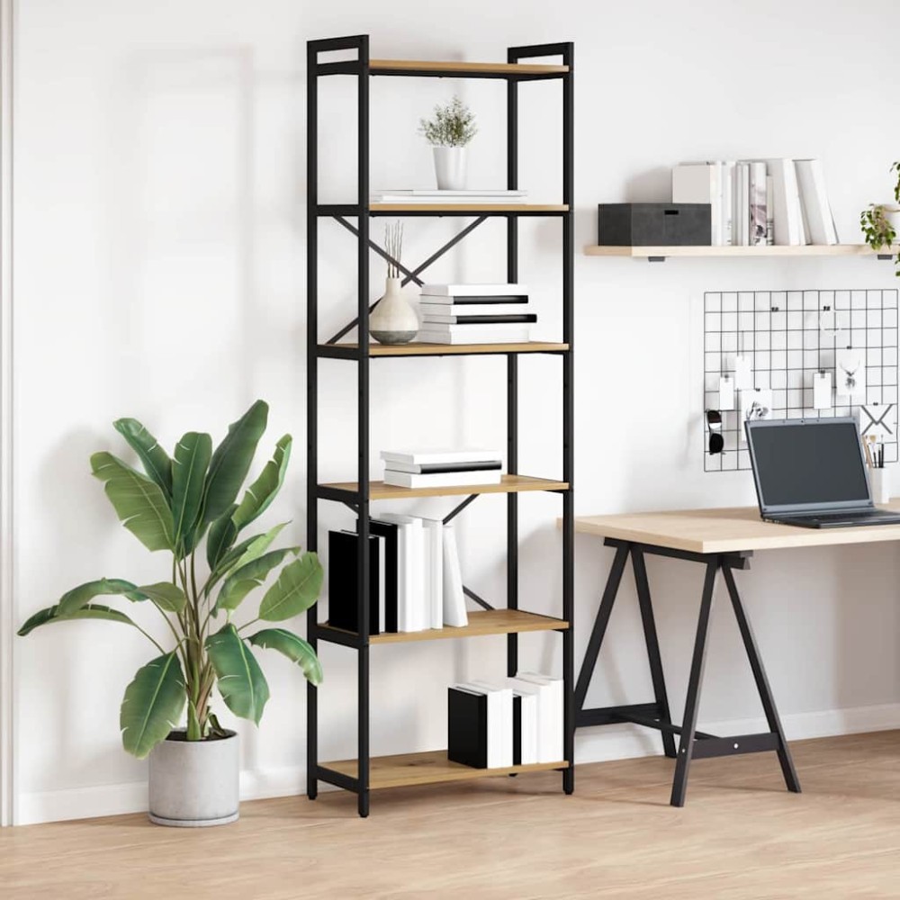 vidaXL Bibliotecă stejar artizanal 60 x 30 x 188 cm Lemn compozit