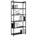 vidaXL Bibliotecă Stejar negru 80 x 30 x 188 cm Lemn compozit vidaXL Bibliotecă Stejar negru 80 x 30 x 188 cm Lemn compozit