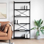 vidaXL Bibliotecă Stejar negru 80 x 30 x 188 cm Lemn compozit vidaXL Bibliotecă Stejar negru 80 x 30 x 188 cm Lemn compozit