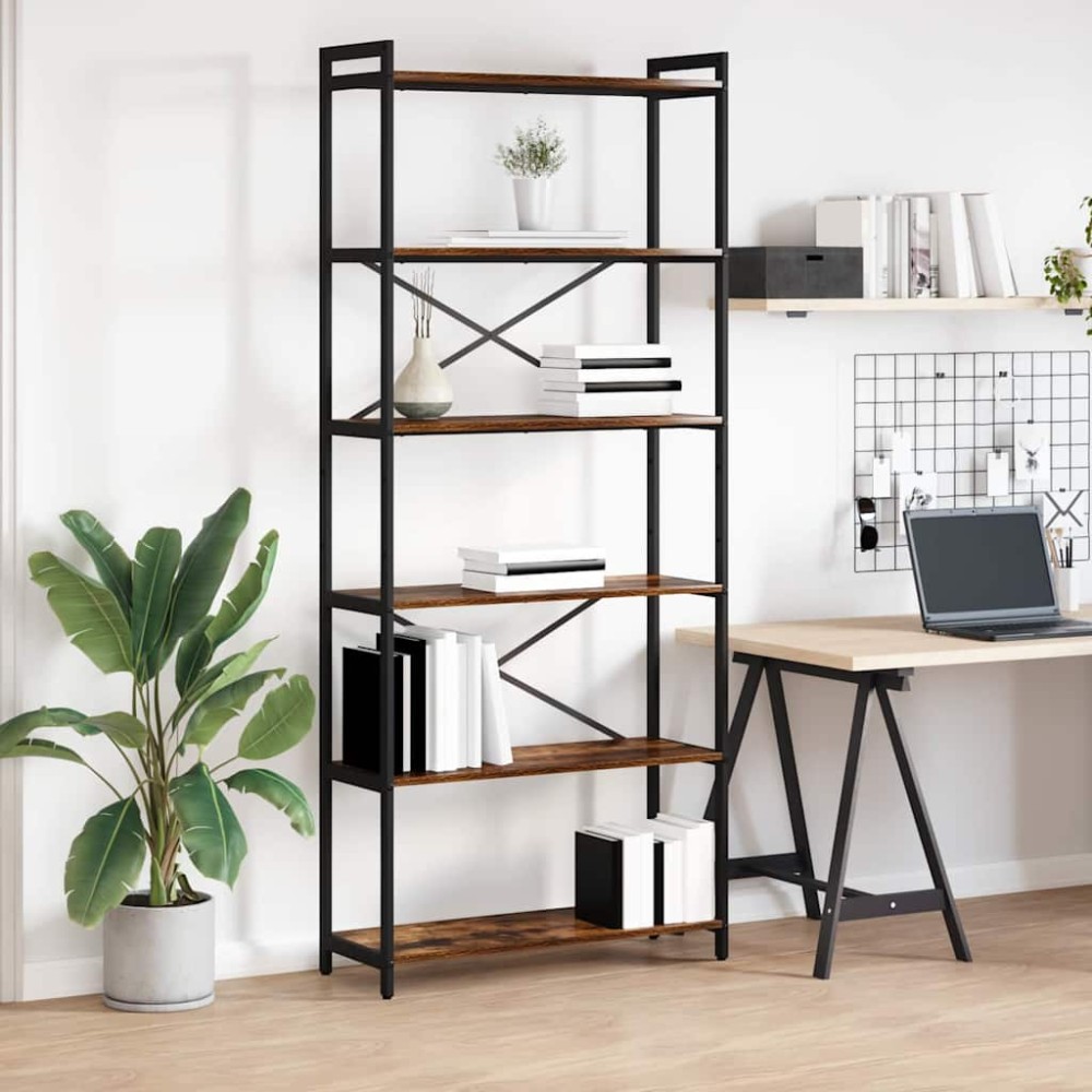vidaXL Bibliotecă Stejar afumat 80 x 30 x 188 cm Lemn compozit