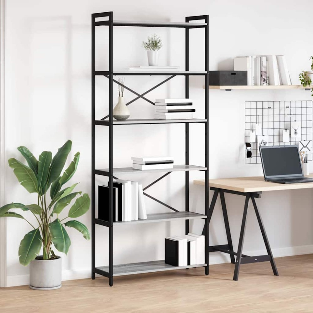 vidaXL Bibliotecă sonoma gri 80 x 30 x 188 cm Lemn compozit