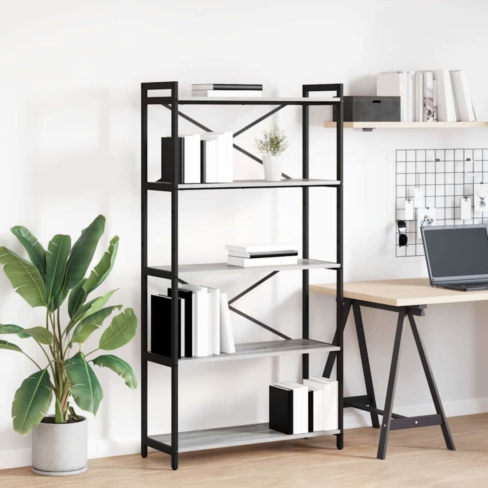 vidaXL Bibliotecă sonoma gri 80 x 30 x 153 cm Lemn compozit