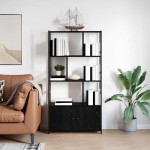 vidaXL Raft pentru cărți Stejar negru 80 x 30 x 155.5 cm Lemn compozit vidaXL Raft pentru cărți Stejar negru 80 x 30 x 155.5 cm Lemn compozit
