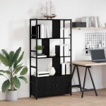 vidaXL Raft pentru cărți Stejar negru 80 x 30 x 155.5 cm Lemn compozit vidaXL Raft pentru cărți Stejar negru 80 x 30 x 155.5 cm Lemn compozit